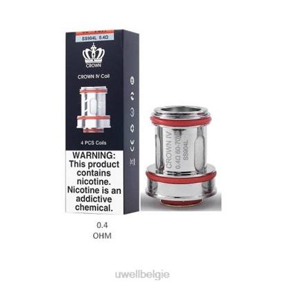 UWELL Antwerpen - UWELL CROWN 4 vervangingsspoelen (4-pack) dubbele spoel 0,4 ohm RNNN183