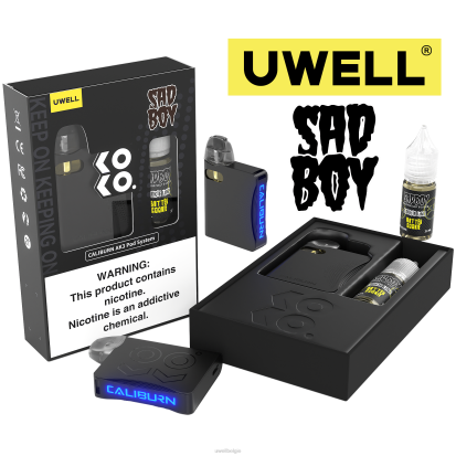 UWELL Antwerpen - UWELL CALIBURN AK3 kit + a3s 0.8ohm-pods (x2) + papa's damp 10 ml zouten 50 mg crl: zwart/flv: custardkoekje 50 mg RNNN243