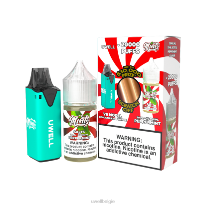 UWELL België - UWELL V6 wegwerpapparaat + papa's damp 30 ml sap - collabbundel clr: cyaan/flv: pepermunt 50 mg RNNN211