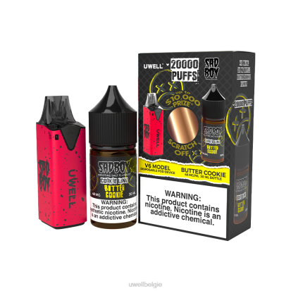 UWELL Brussel - UWELL V6 wegwerpapparaat + papa's damp 30 ml sap - collabbundel clr: rood/flv: boterkoekje 48 mg RNNN212