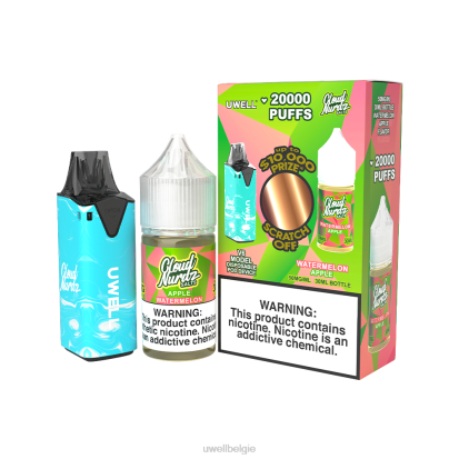 UWELL E Sigaret - UWELL V6 wegwerpapparaat + papa's damp 30 ml sap - collabbundel clr: blauw/flv: watermeloen appel 50 mg RNNN205